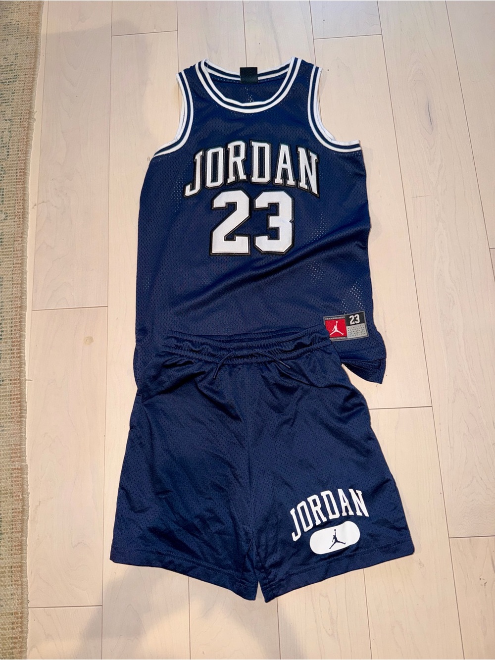 Jordan Navy and White Mesh Basketball Jersey